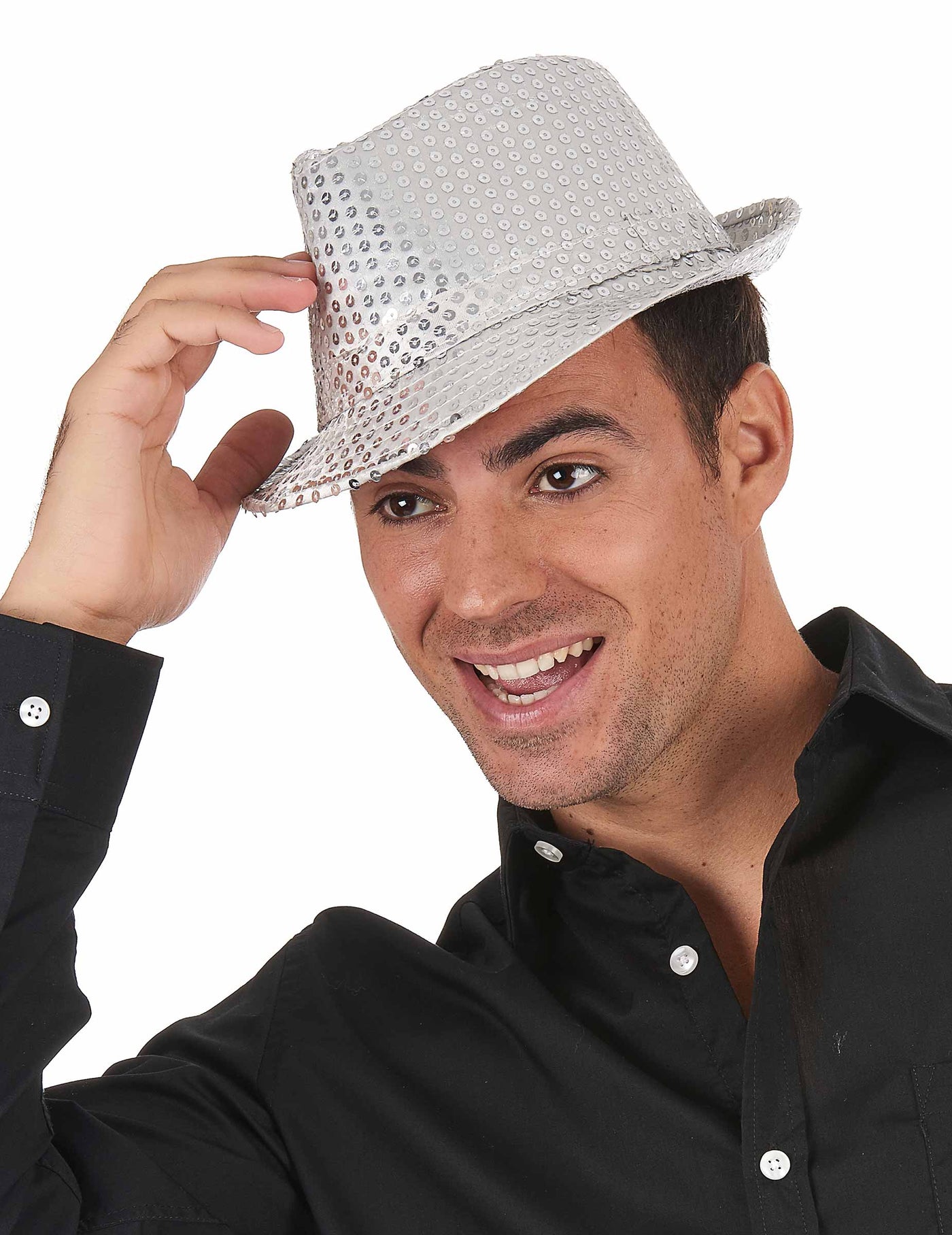 Chapeau borsalino à sequins argent adulte