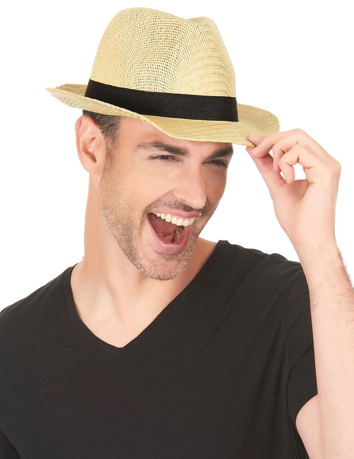 Chapeau borsalino écru bande noire adulte