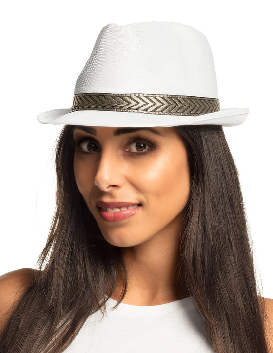 Chapeau borsalino trilby blanc adulte