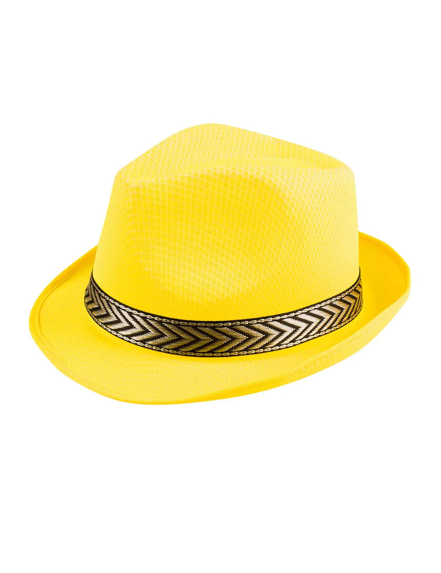 Chapeau borsalino trilby jaune adulte