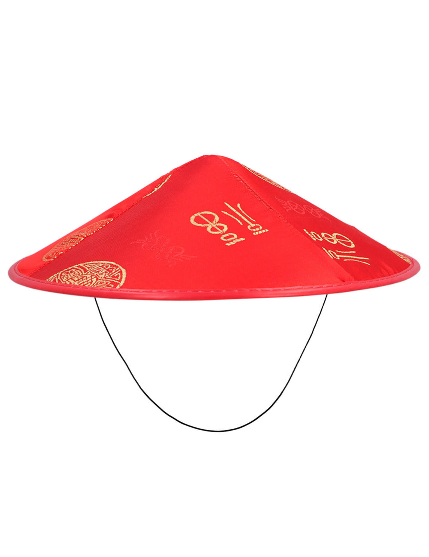 Chapeau chinois rouge adulte