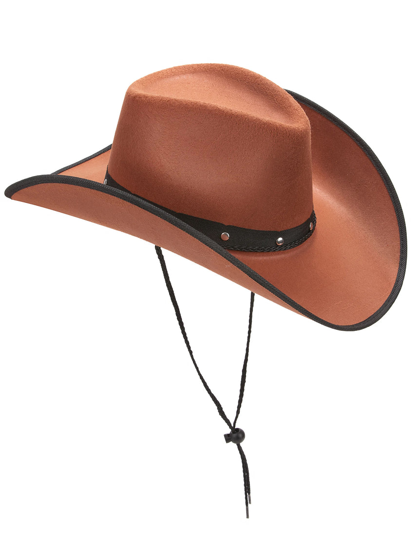 Chapeau cowboy marron à bordures noires adulte