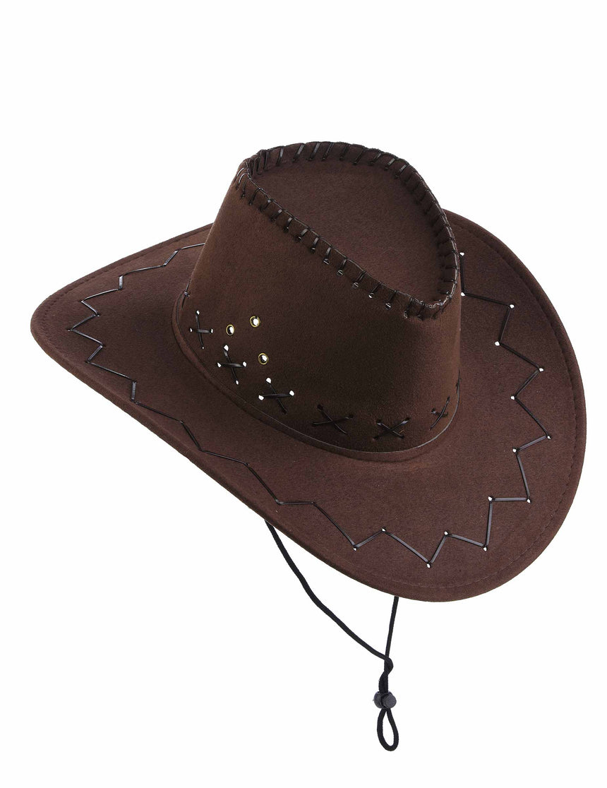 Chapeau cowboy marron effet suédé adulte