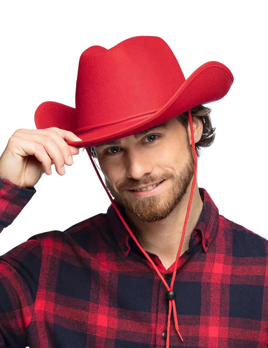 Chapeau cowboy rouge adulte