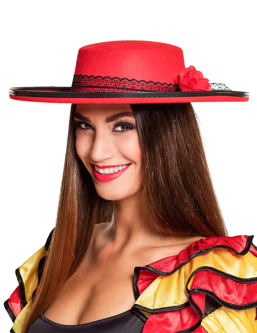Chapeau danseuse espagnole rouge femme
