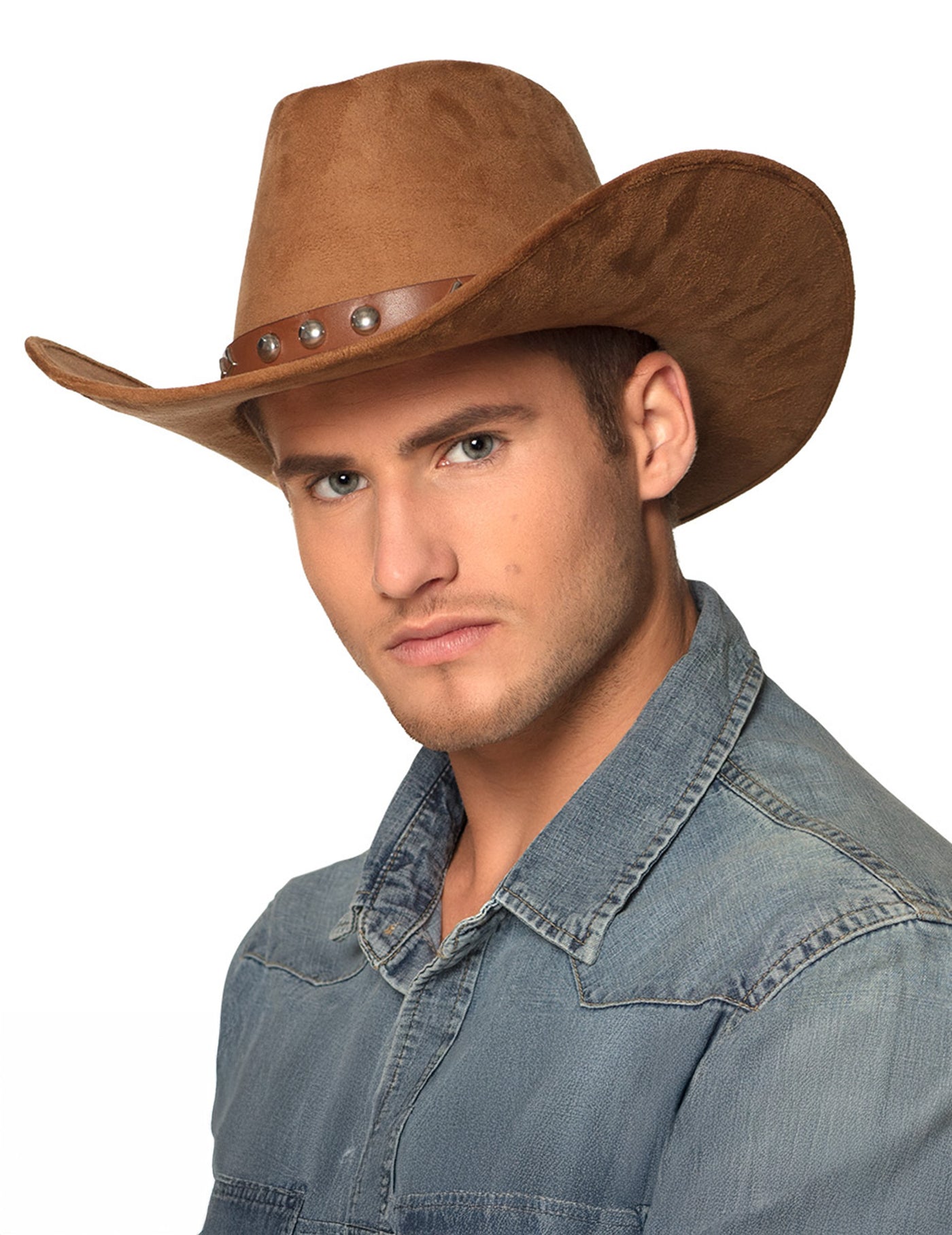 Chapeau de cowboy effet suède marron adulte