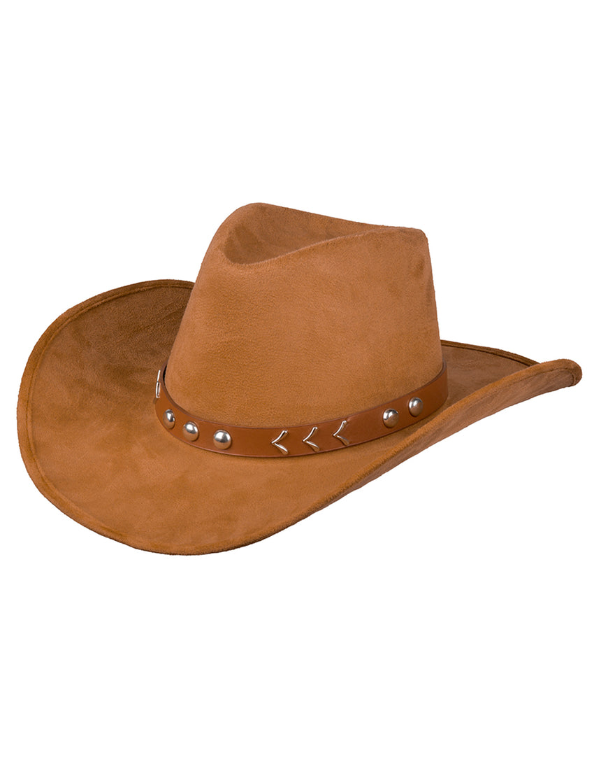 Chapeau de cowboy effet suède marron adulte