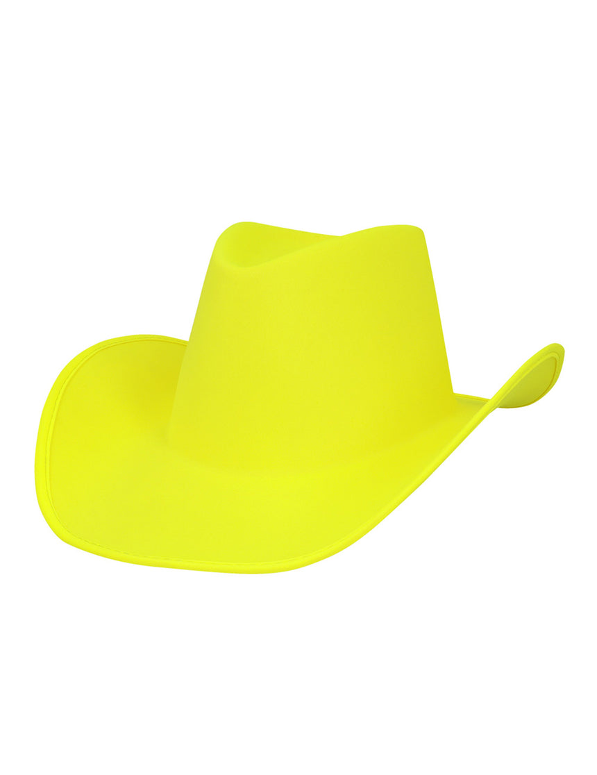 Chapeau de cowboy jaune fluo adulte