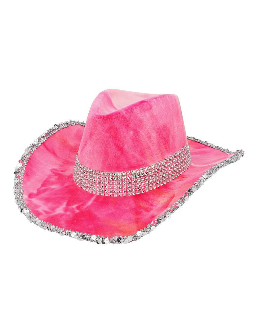 Chapeau de cowboy tie and dye rose adulte