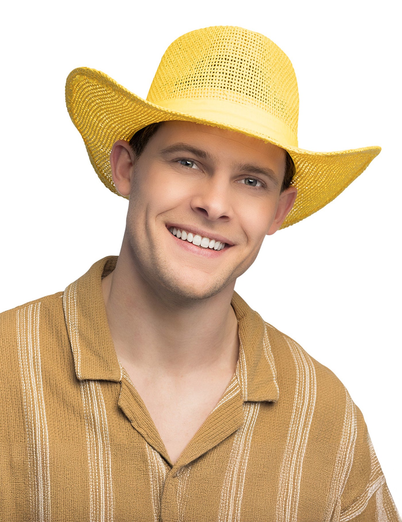Chapeau de cowboy tressé jaune adulte