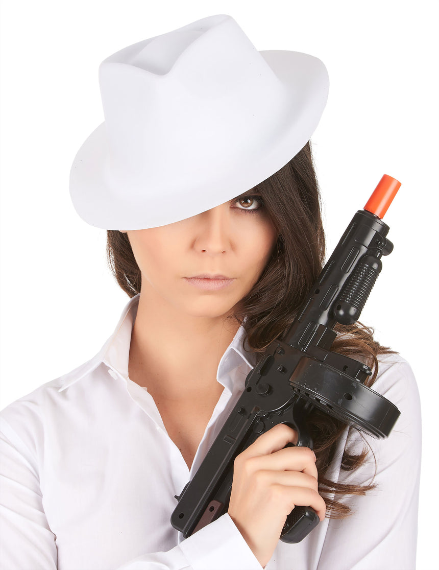 Chapeau de gangster blanc adulte
