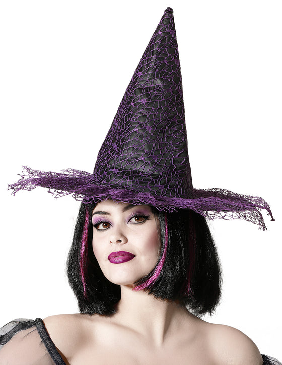 Chapeau de sorcière à dentelle violette