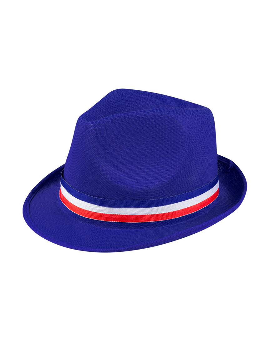 Chapeau gangster bleu supporter France adulte