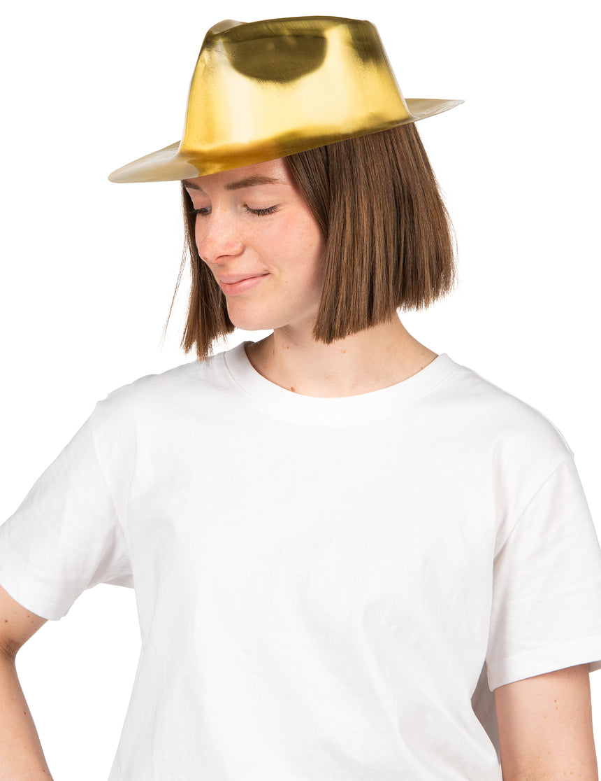 Chapeau gangster brillant doré