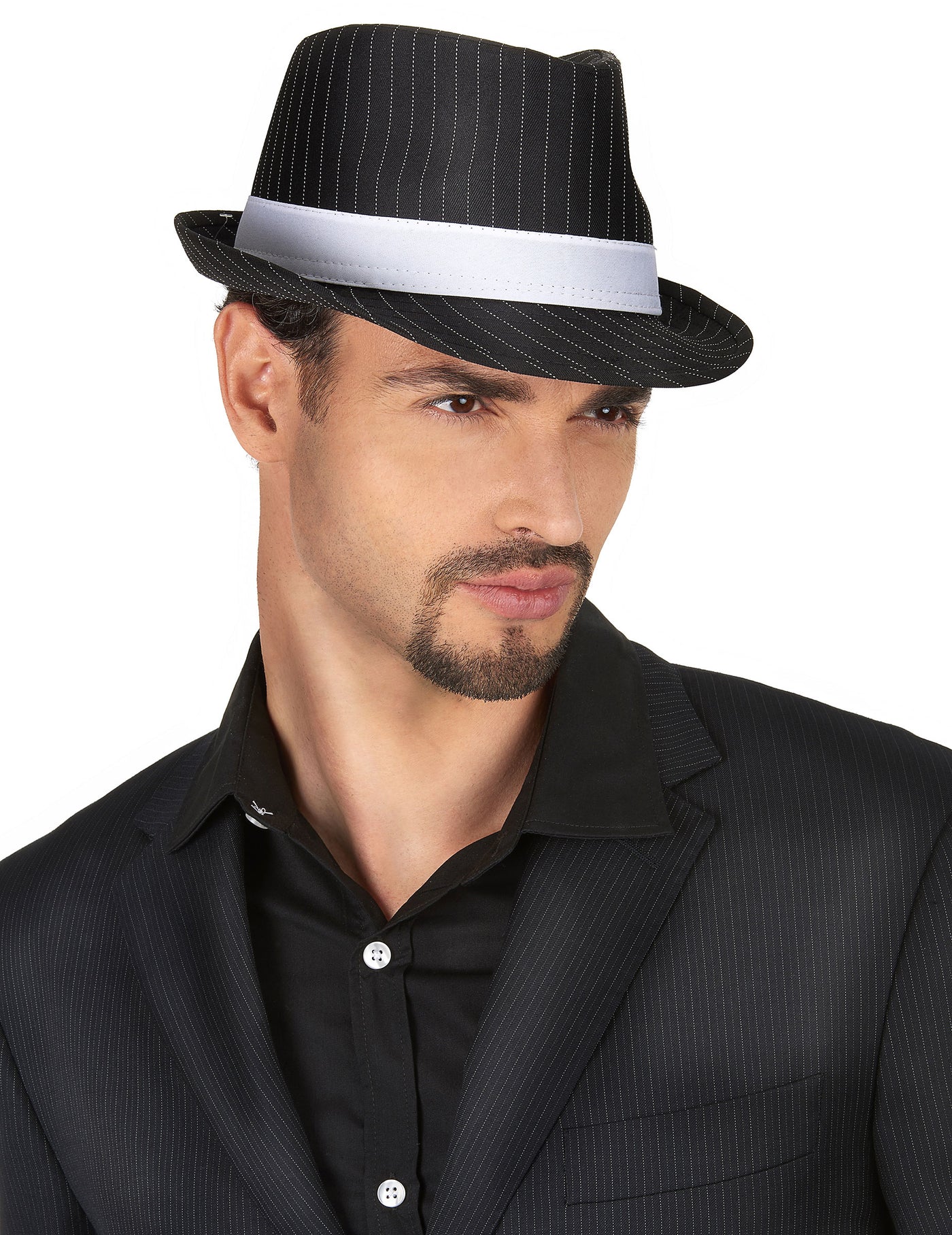 Chapeau gangster noir rayé adulte