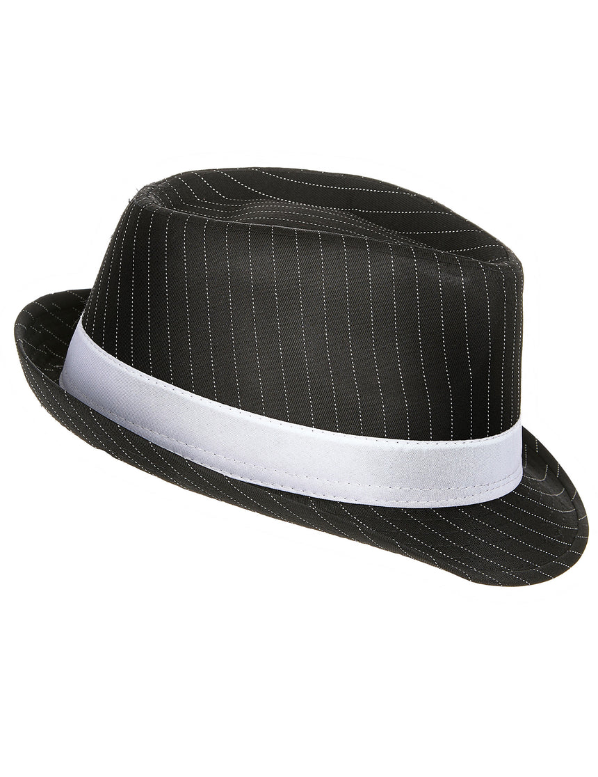 Chapeau gangster noir rayé adulte