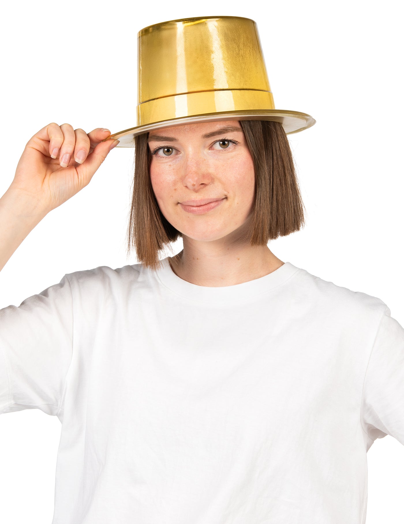 Chapeau haut de forme brillant doré