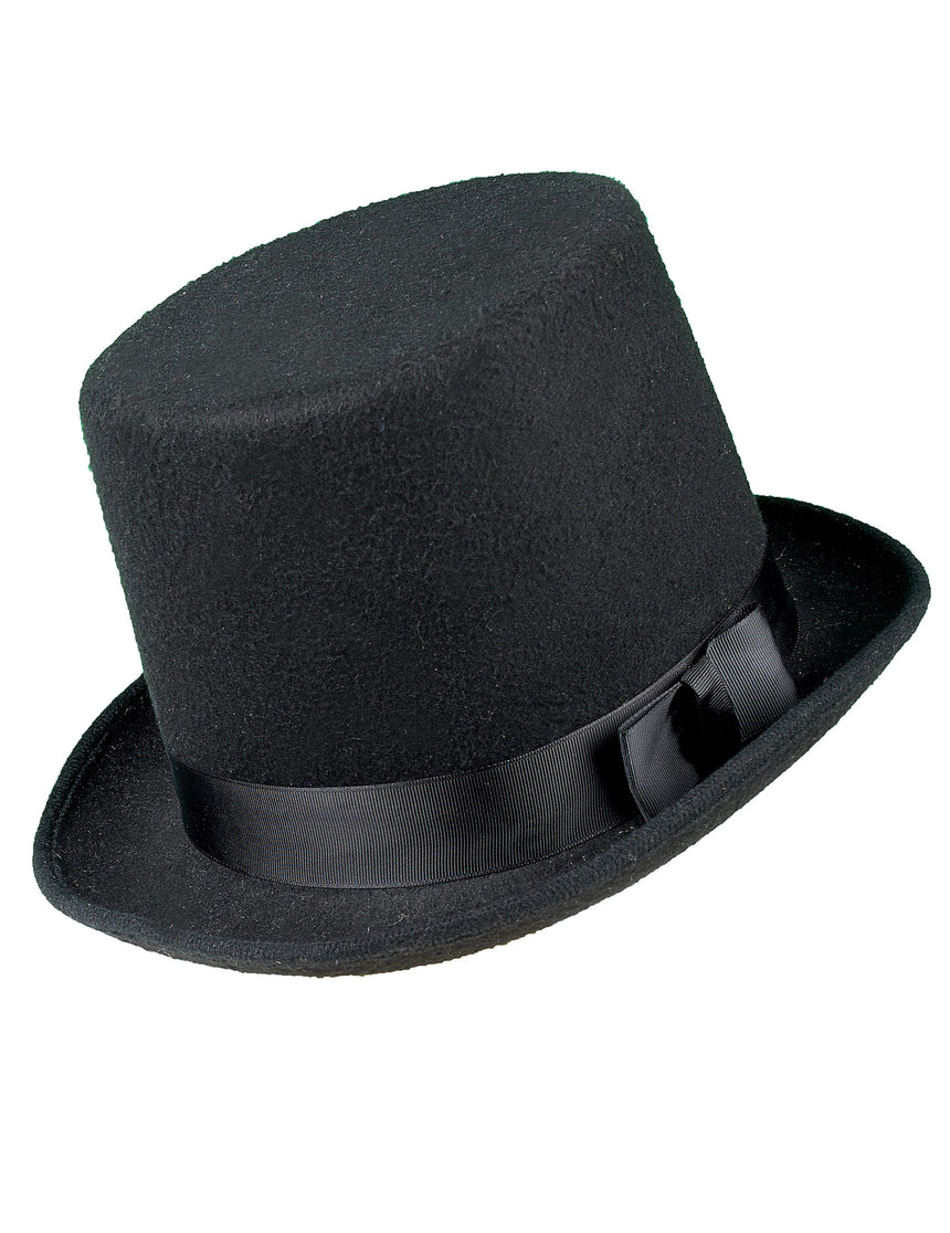 Chapeau haut de forme noir avec n?ud adulte