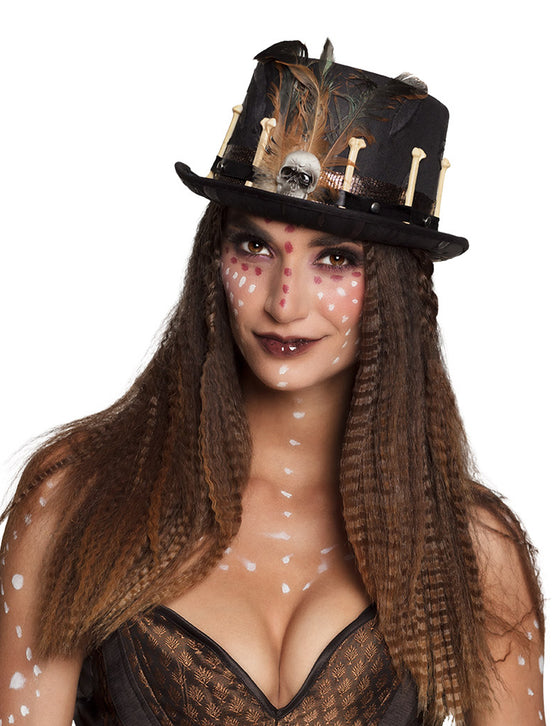 Chapeau haut de forme vaudou noir adulte