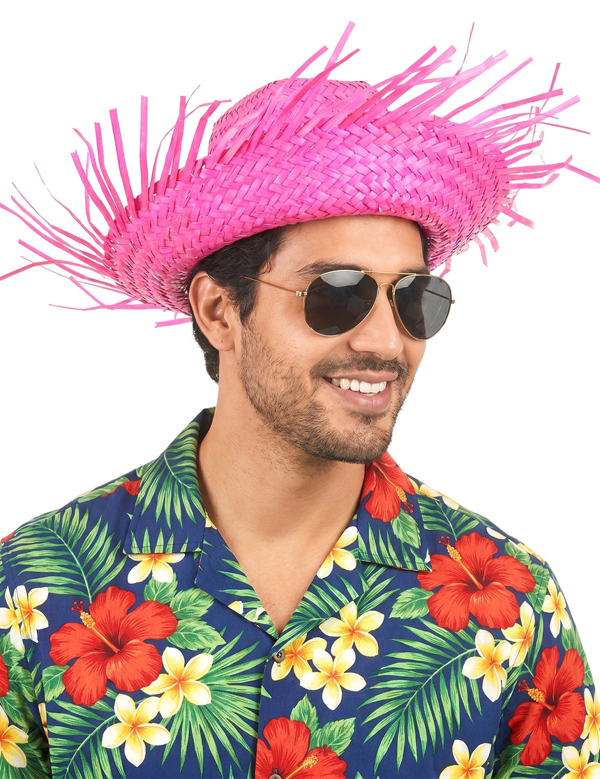 Chapeau Hawaï rose adulte