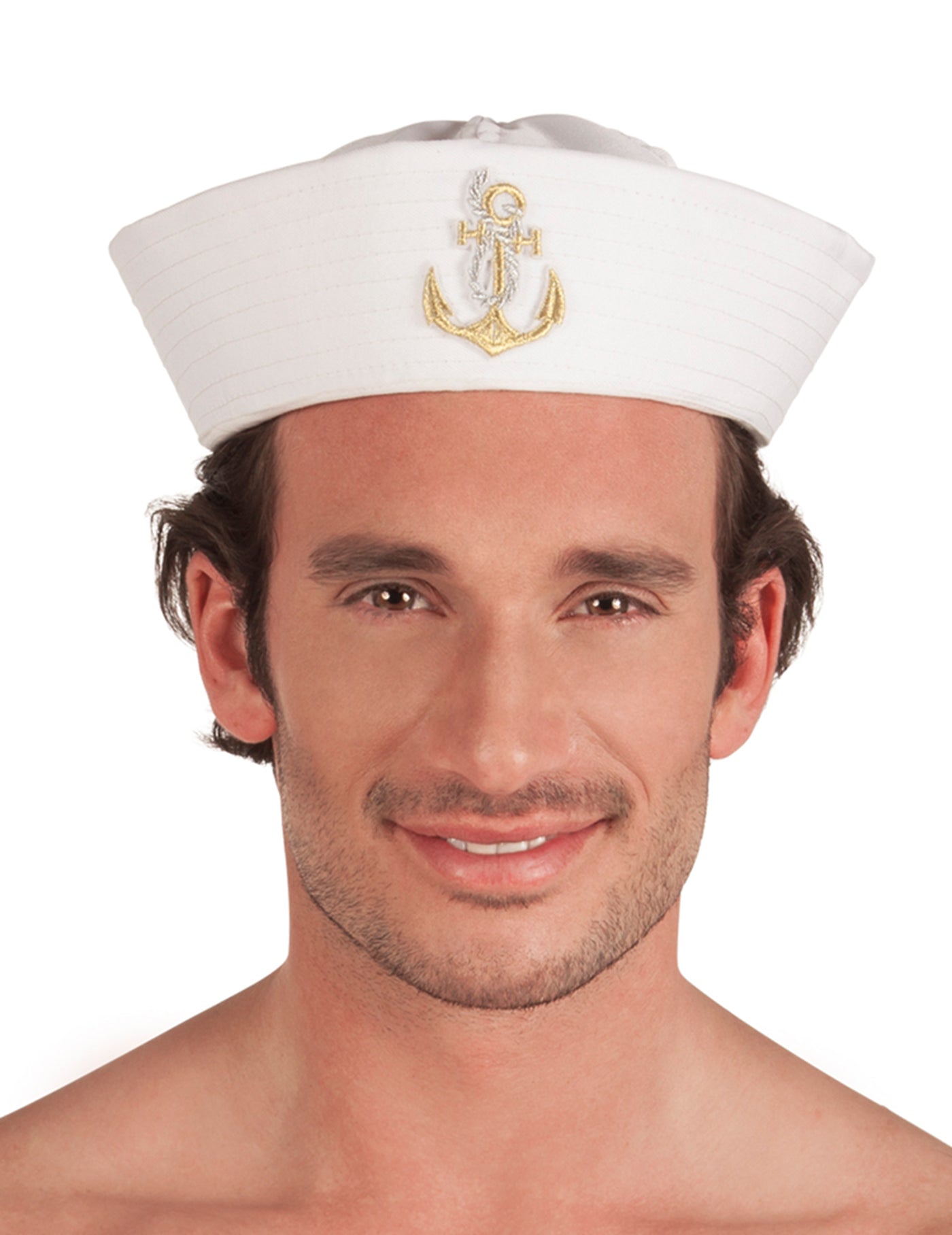 Chapeau marin avec ancre dorée adulte