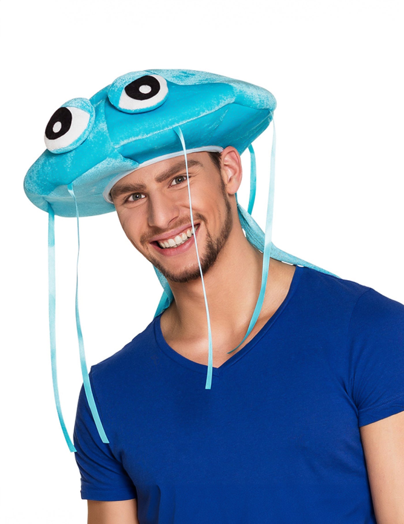 Chapeau méduse bleue en peluche adulte