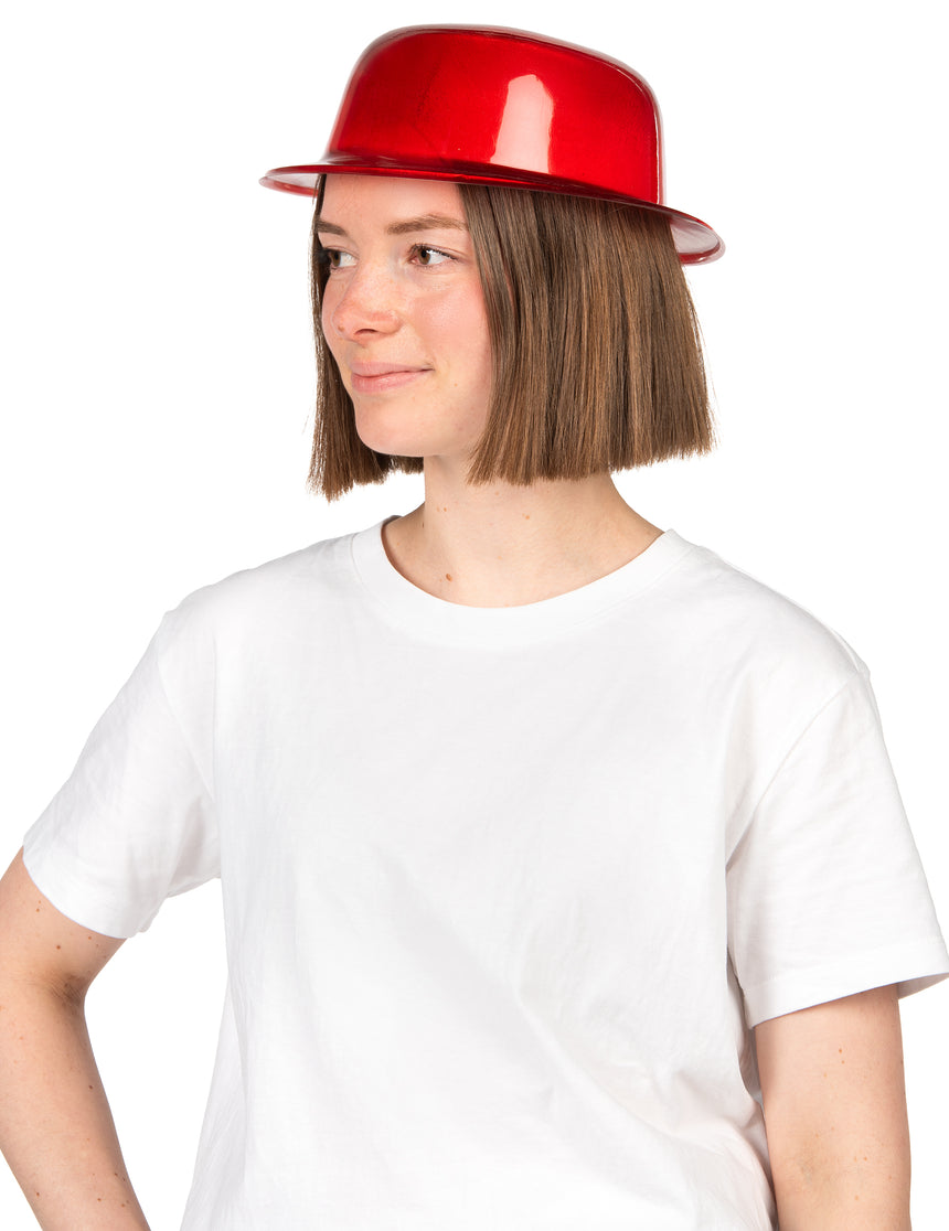 Chapeau melon rouge brillant