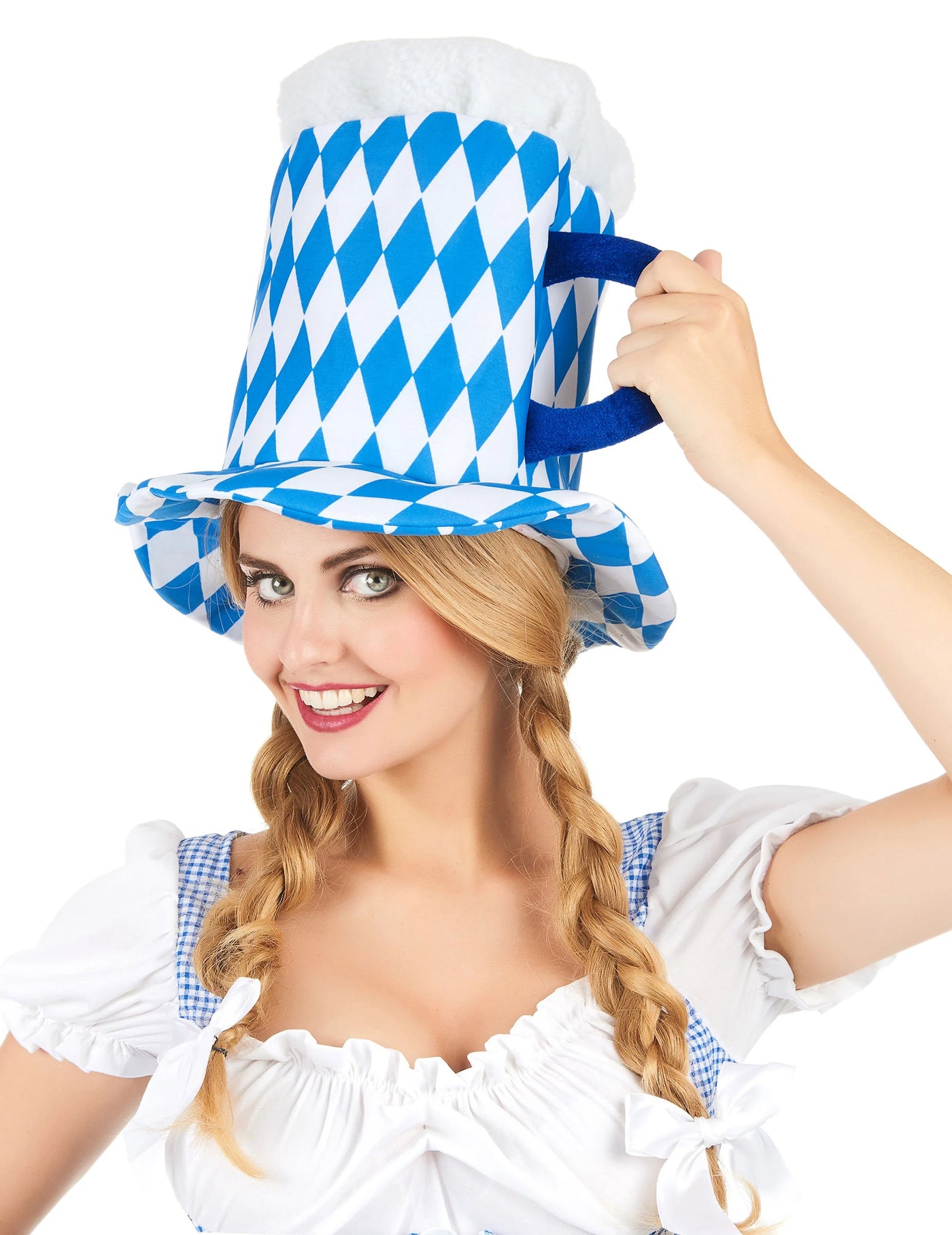 Chapeau pinte de bière en bleu et blanc adulte