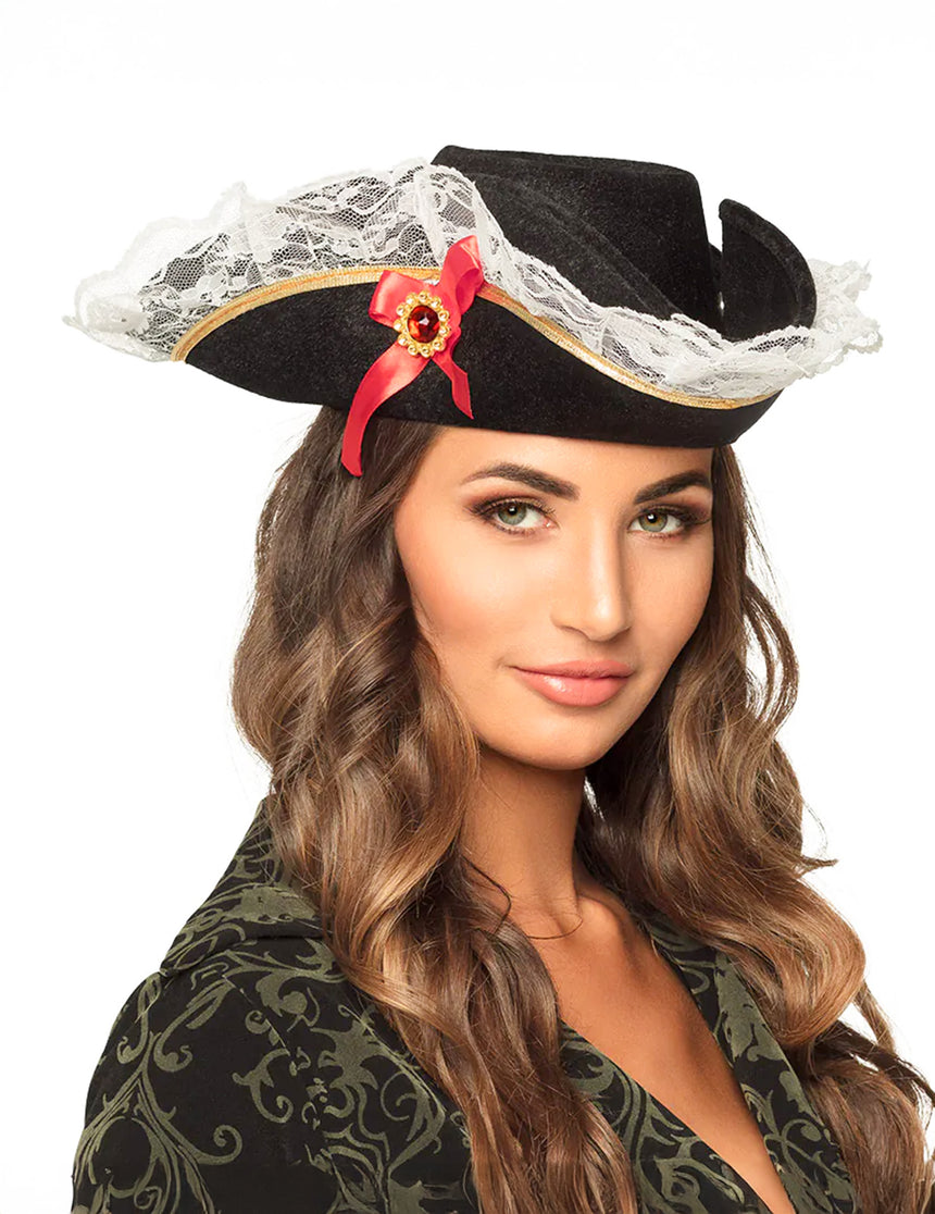 Chapeau pirate à dentelle femme