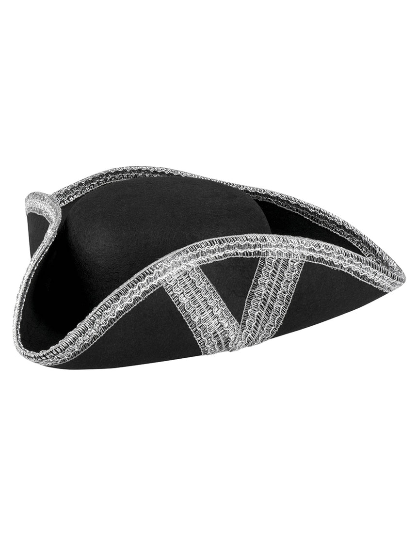 Chapeau pirate bordure argentée adulte