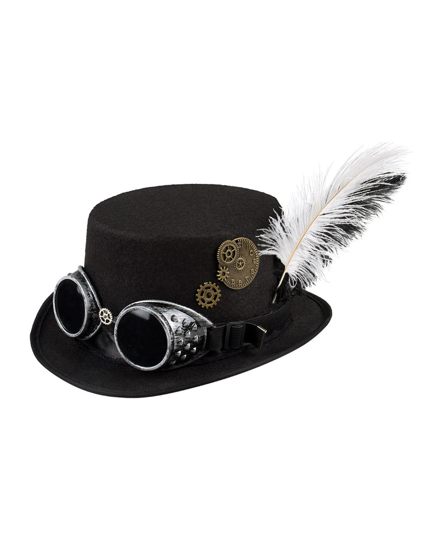Chapeau rouages et plumes adulte Steampunk