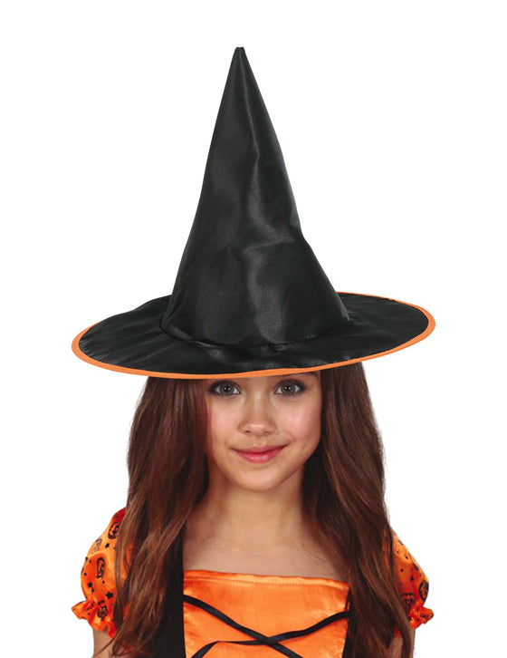 Chapeau sorcière avec liseré orange enfant