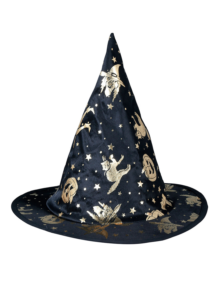 Chapeau sorcière noir et doré enfant
