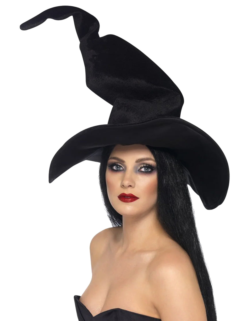Chapeau sorcière noir velours femme Halloween