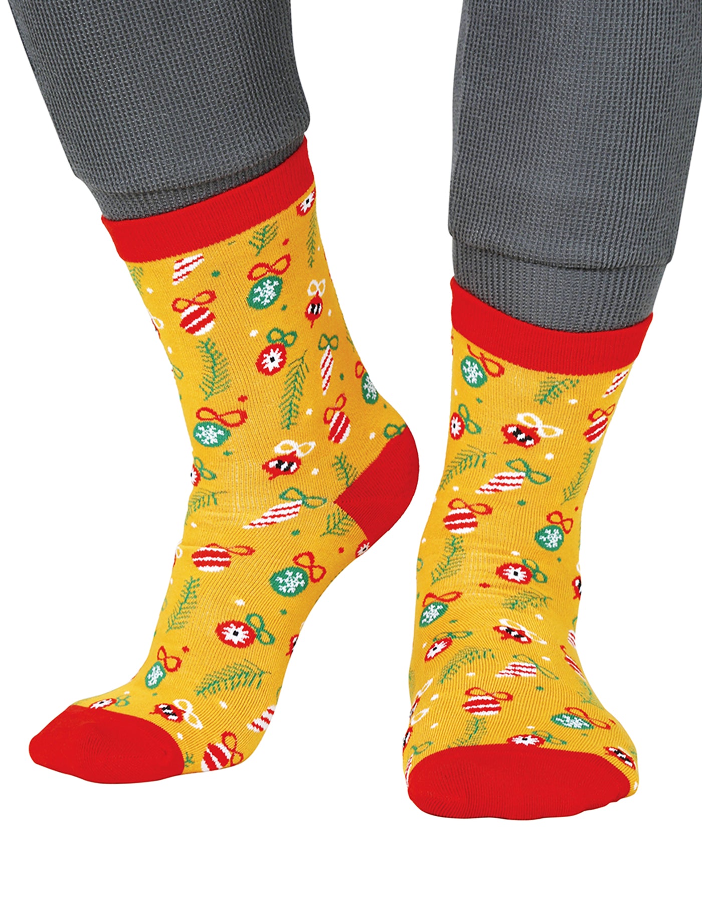 Chaussettes de Noël jaune à motifs adulte
