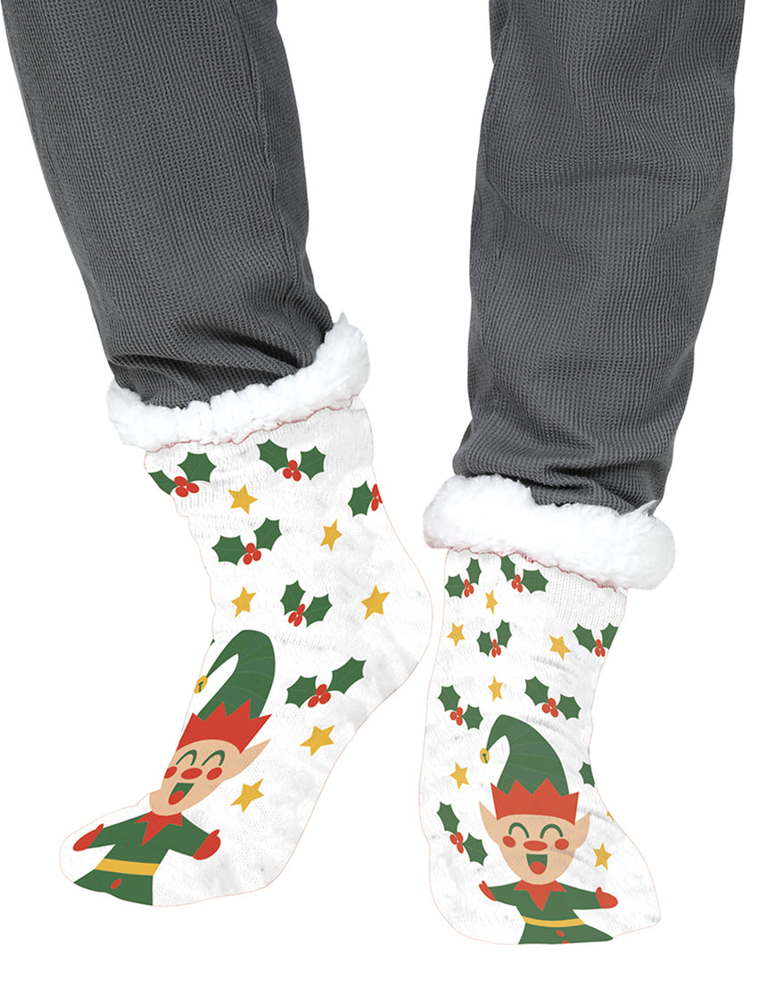 Chaussettes thermiques elfes de Noël adulte