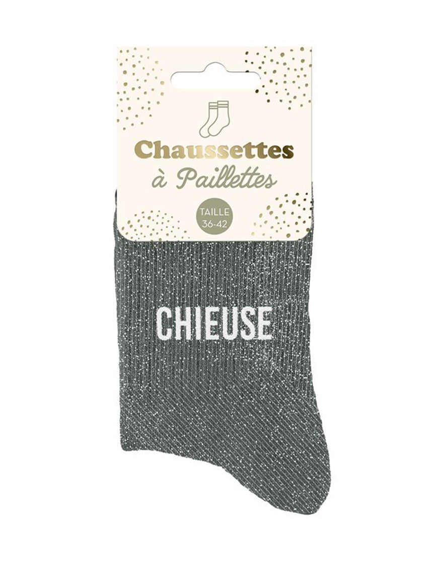 Chaussettes à paillettes Chieuse femme