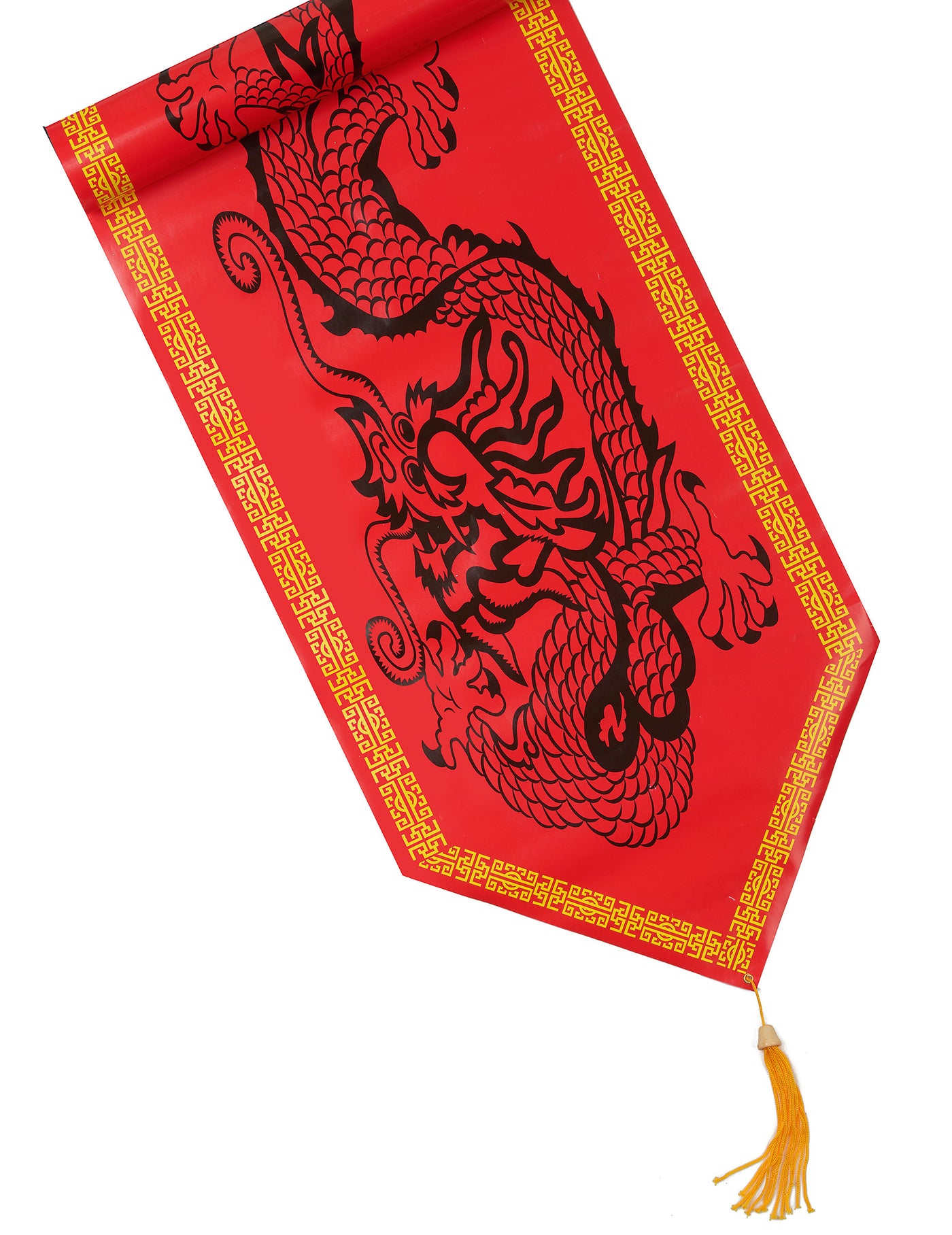 Chemin de table en plastique dragon rouge 28 cm x 1,8 m