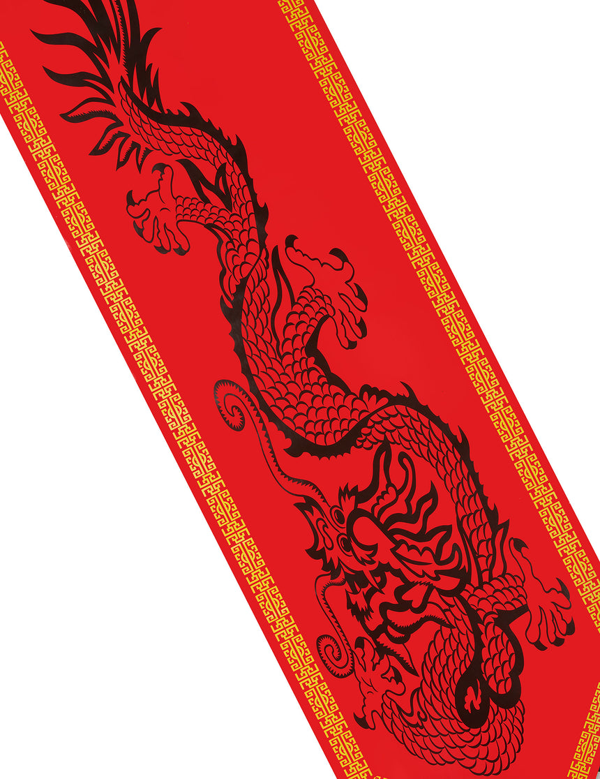 Chemin de table en plastique dragon rouge 28 cm x 1,8 m