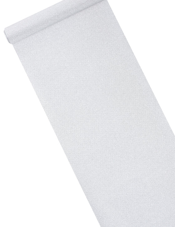 Chemin de table argenté à paillettes 28 cm x 5 m effet métal