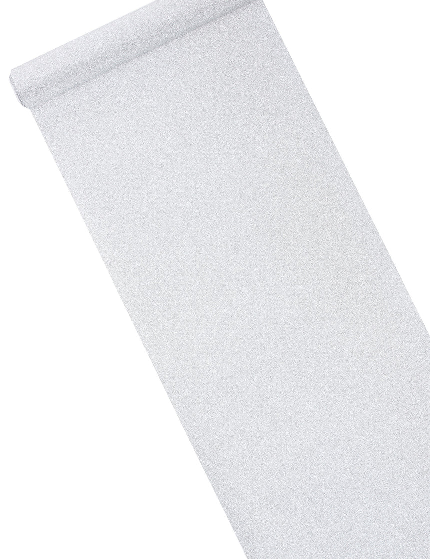 Chemin de table argenté à paillettes 28 cm x 5 m effet métal