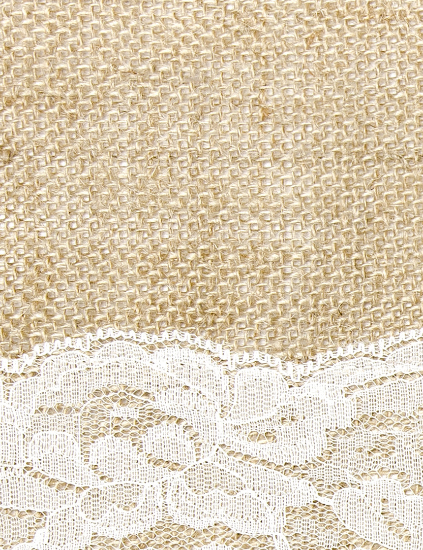 Chemin de table en jute centre dentelle 28 cm x 2,75 m découpable