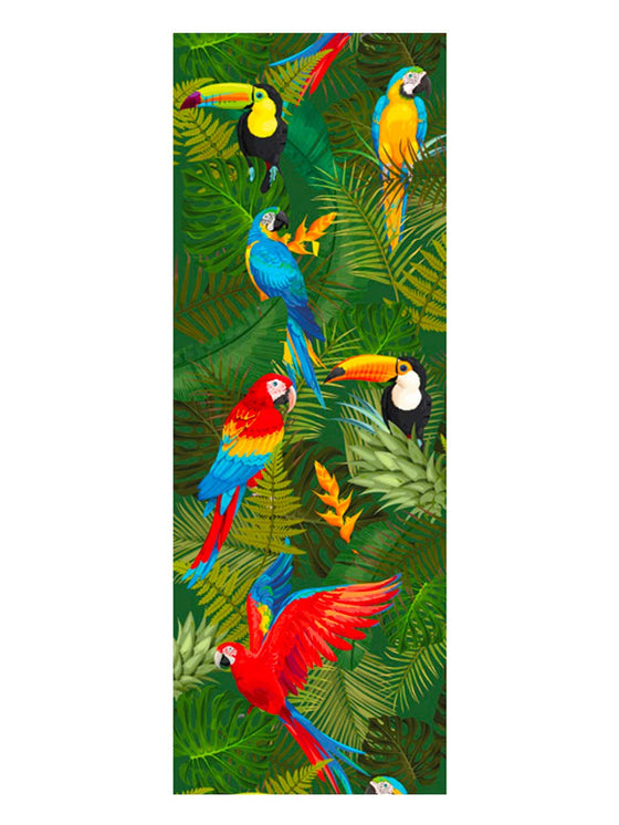 Chemin de table en tissu non tissé oiseaux tropicaux 30 cm x 5 m toucans et perroquets
