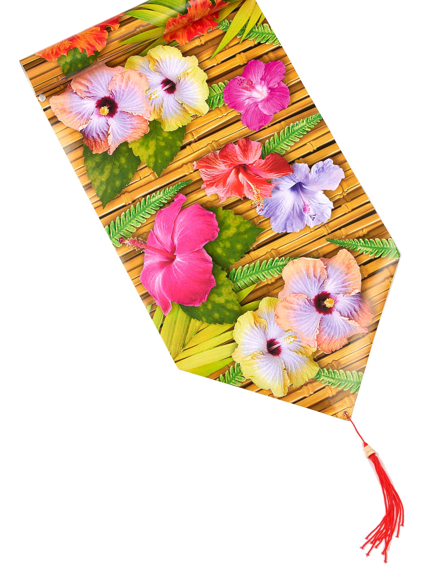 Chemin de table fleur d'hibiscus Hawaï 28 cm x 1,8 m