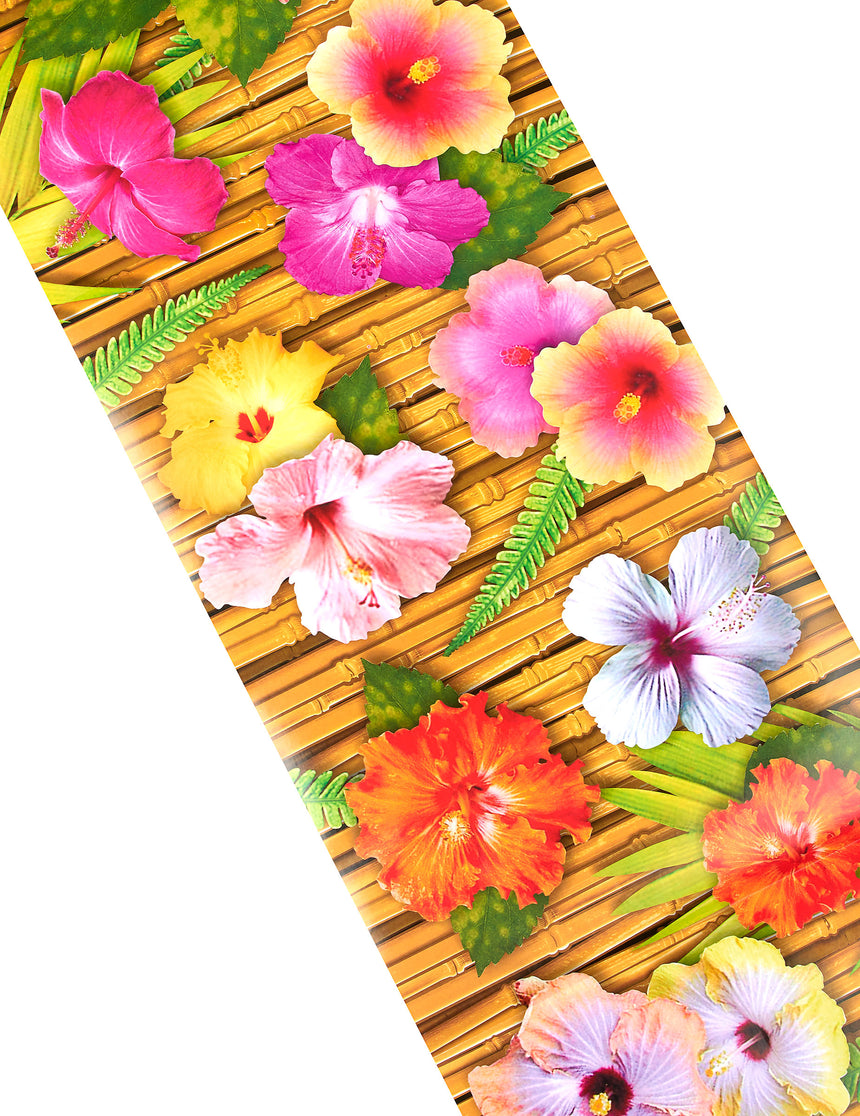 Chemin de table fleur d'hibiscus Hawaï 28 cm x 1,8 m