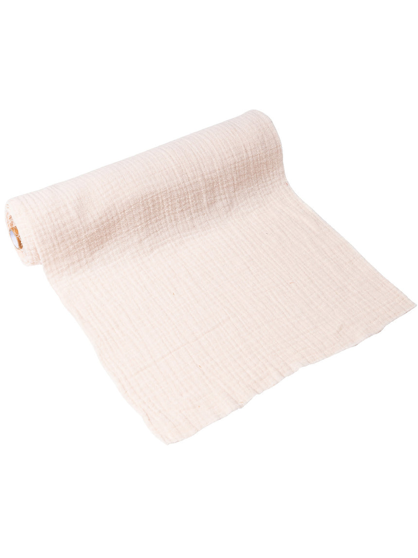 Chemin de table gaze de coton crème 30 cm x 3 m naturel