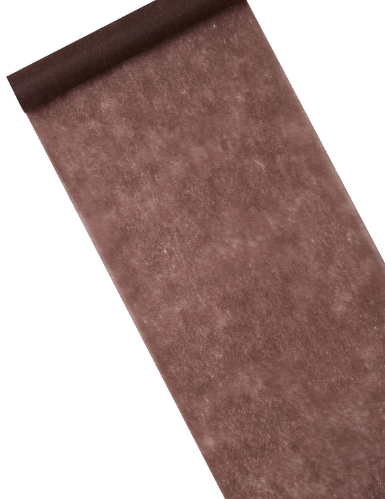 Chemin de table intissé marron 29 cm x 10 m, décoration festive