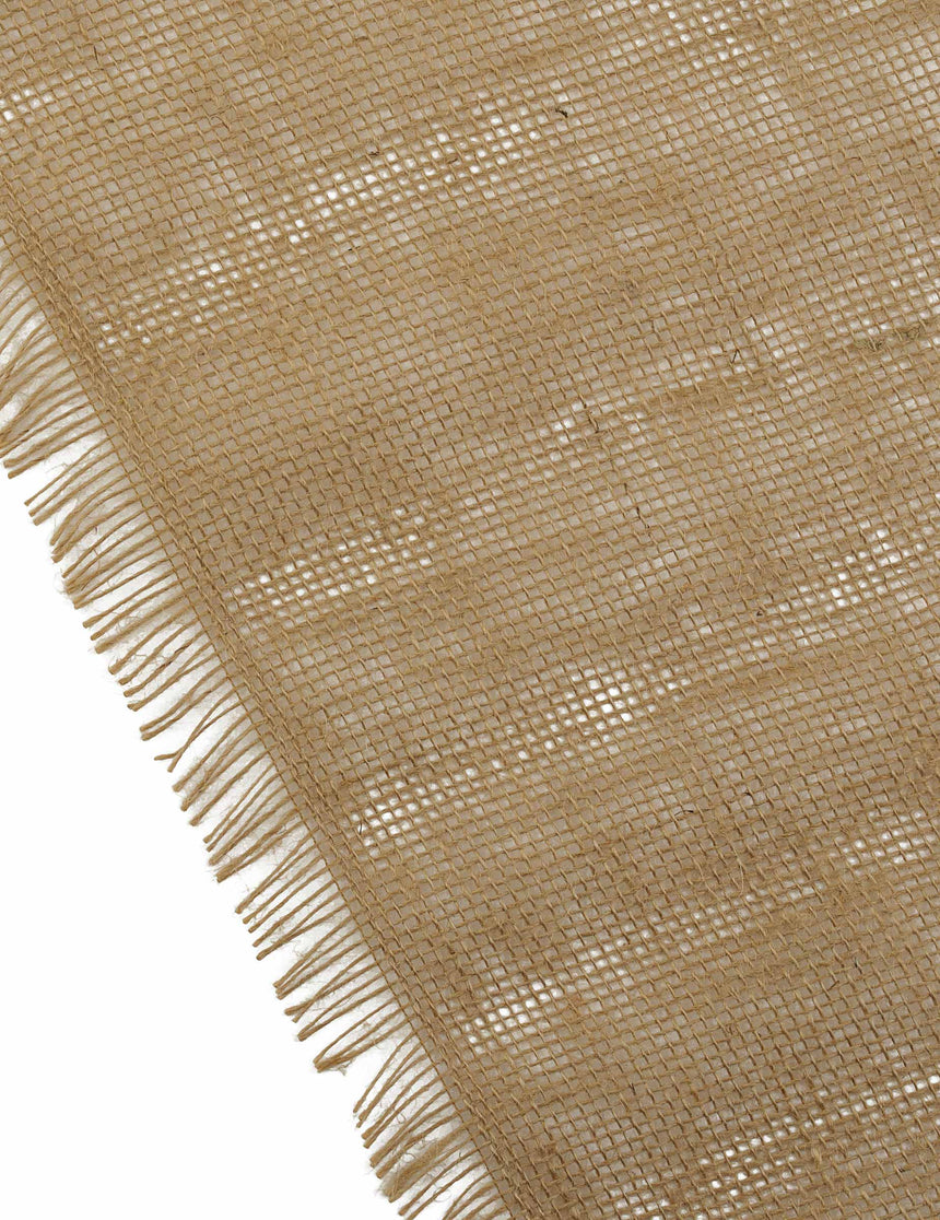 Chemin de table toile de jute à franges 30 cm x 5 m bohème chic
