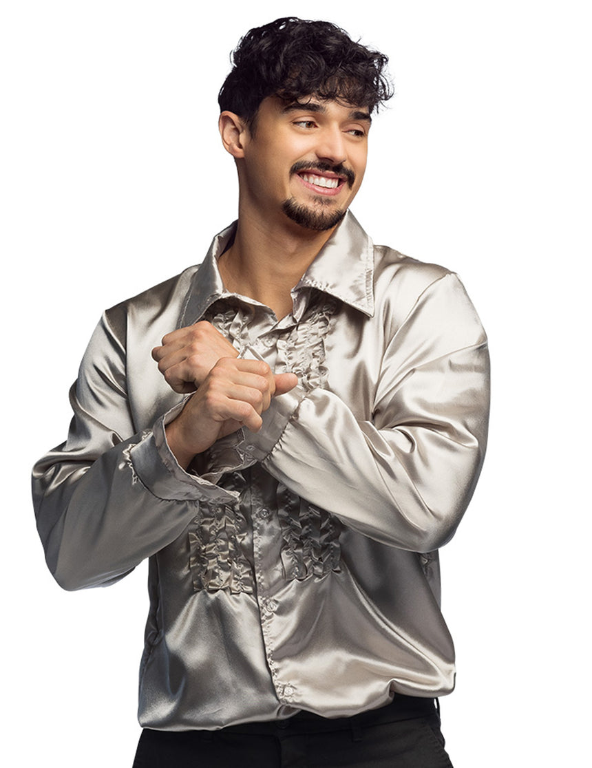Chemise disco argentée homme