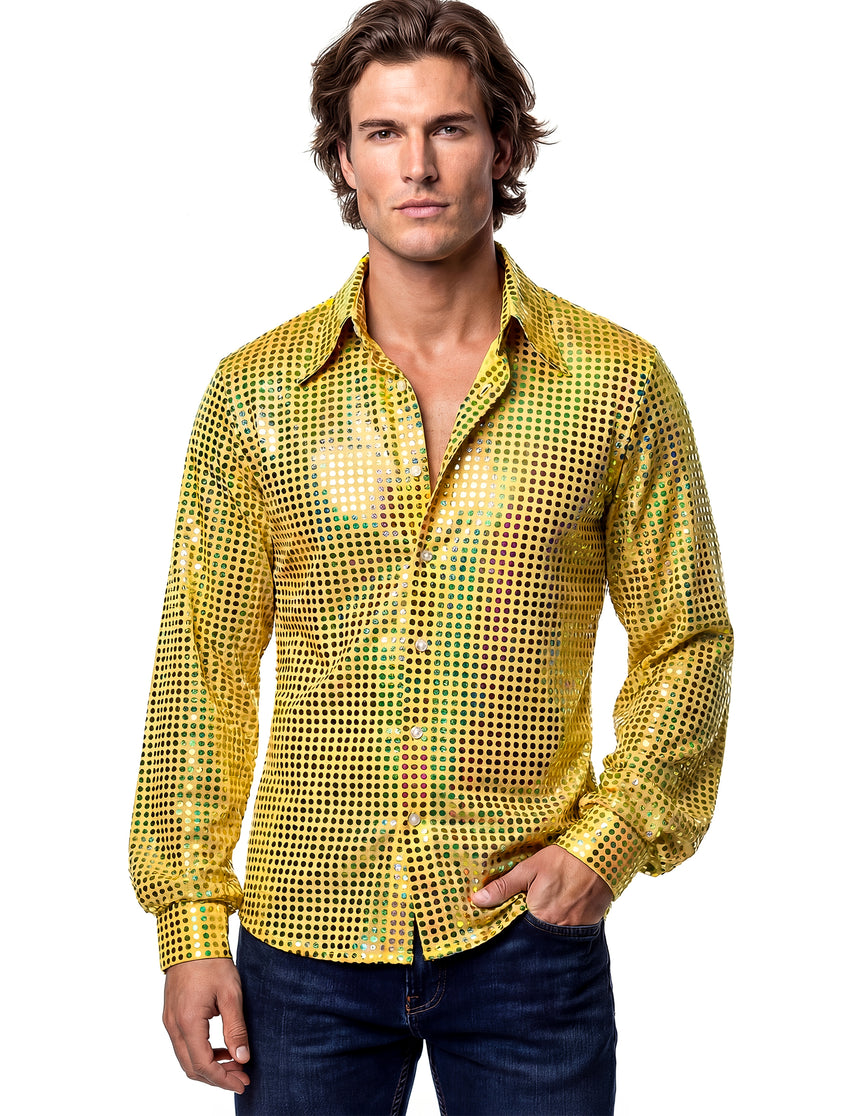 Chemise homme disco jaune haut de gamme